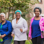 Revivify Three women Exercise outside for health and wellness