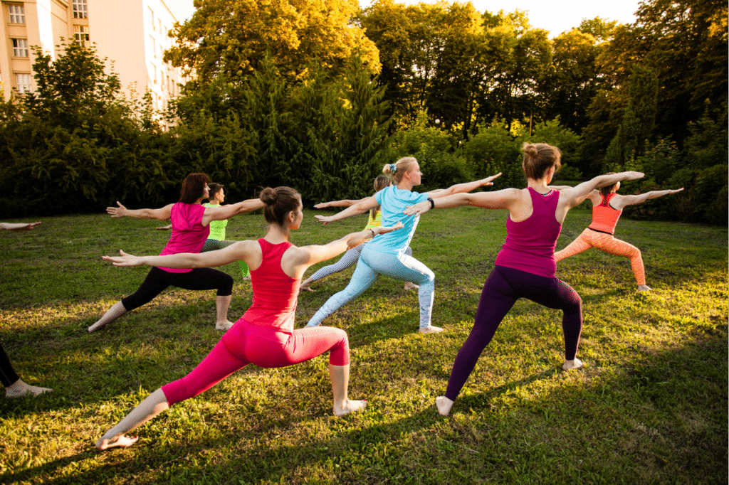 A group of people Exercise outside for health and wellness
