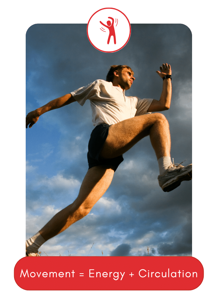 Man running outdoors in athletic gear under dramatic skies.
