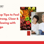 Woman and man smiling outdoors representing healthy aging and vitality