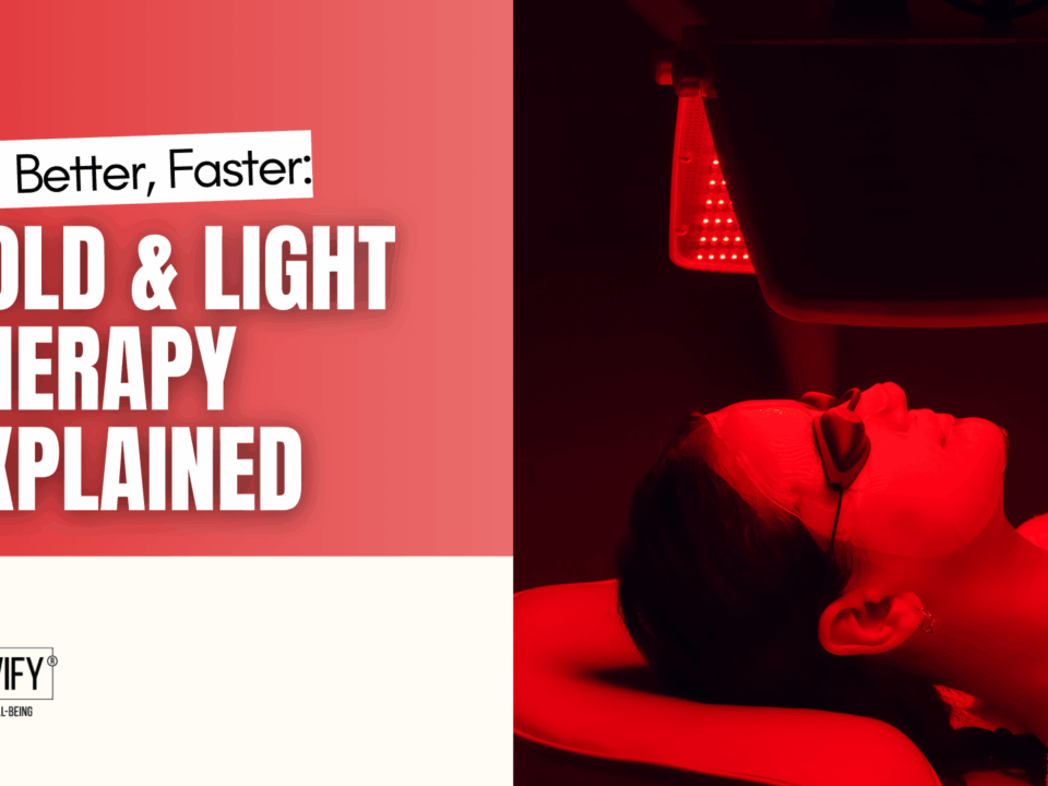 Cold and red light therapy explanation graphic showing benefits of natural recovery