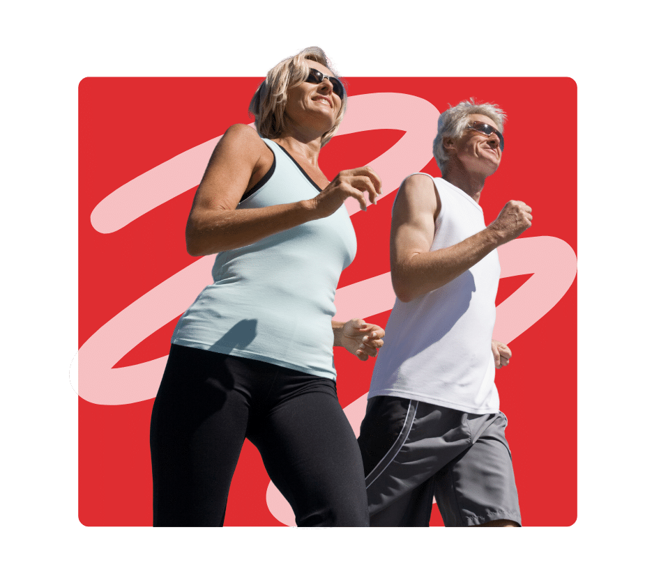 Older couple walking outdoors to support heart health for diabetics