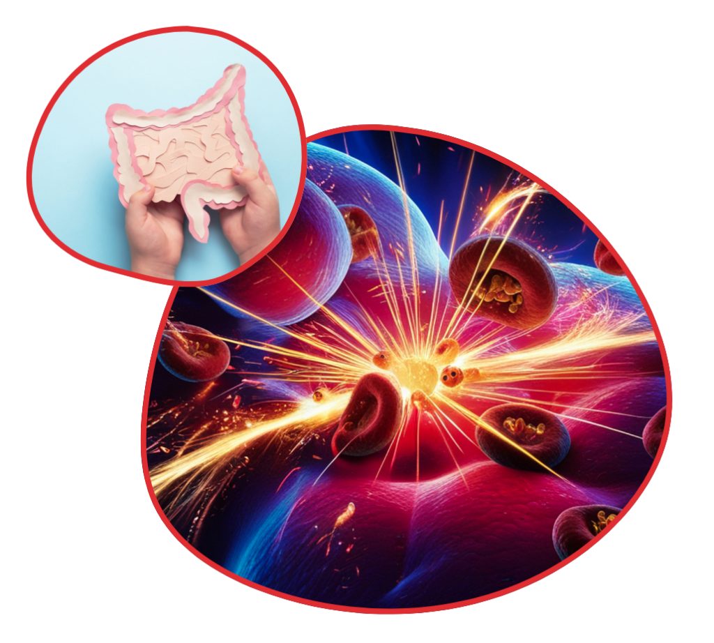 Oxidative Stress and Gut Brain Cell Triangle Connection - Revivify For Life Microscopic image showing oxidative stress and cellular damage